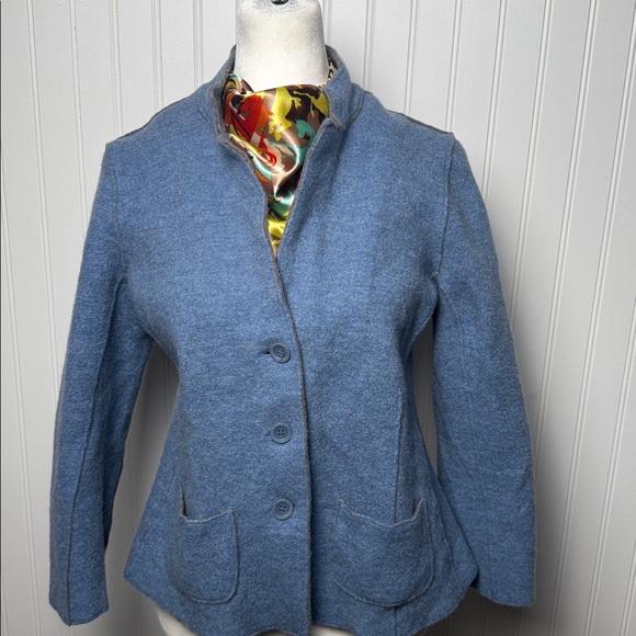 EILEEN FISHER 96% MERINO WOOL Blue Button-Up Jacket - Picture 16 of 16
